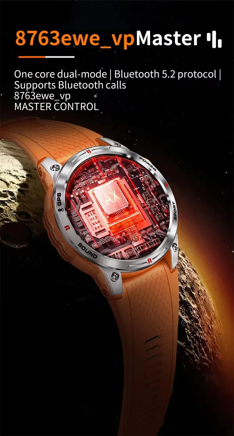 Gaines Amoled Smart Watch NX18 Pro Men Outdoor GPS Sports Fitness Tracker Smartwatch Compass Bluetooth Calling Health Monitor