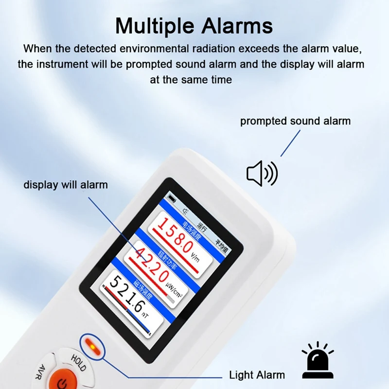 Handheld Portable Electromagnetic Radiation Detector Digital TFT 2.0 Color Display Multifunctional Radioactive Detector