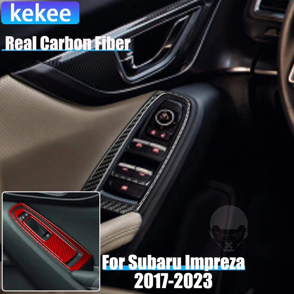 

Real Carbon Fiber Car Accessories Door Window Lifting Panel Cover Soft Sticker For Subaru Impreza 2017-2023 Crosstrek 2018-2023
