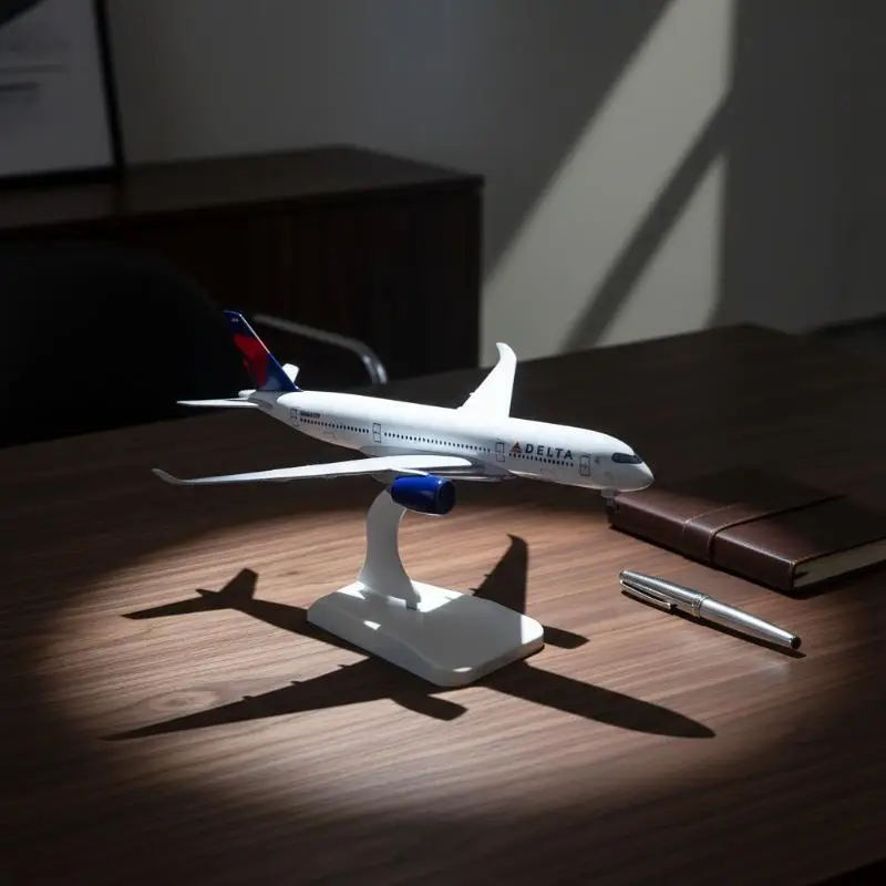 

5: Kids' Gift Building Block - 1:350 Scale A350 Delta Airlines Metal Aircraft Model with Stand