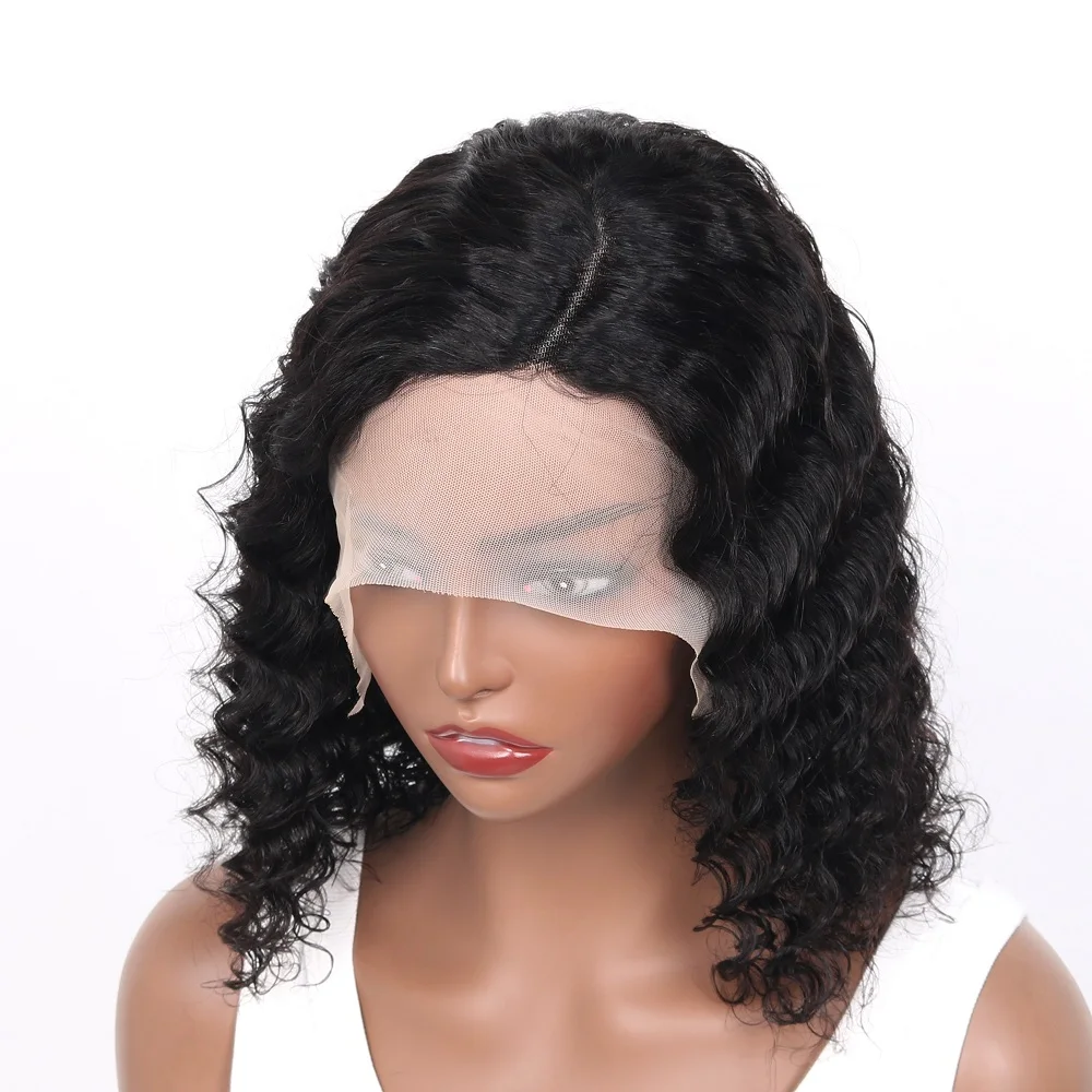 Pelucas de cabello brasileño para mujer, peluca de encaje de onda profunda, pelucas de cabello humano de encaje transparente Bob, peluca con malla frontal con nudos blanqueados prearrancados