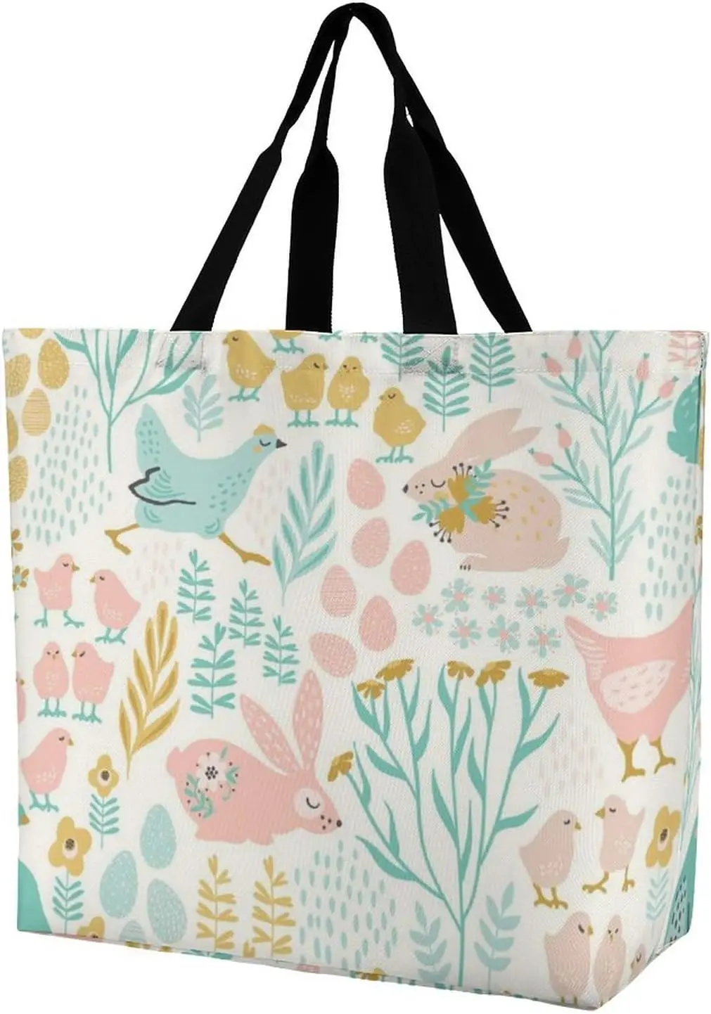 Easter Rooster Bunny Durable Big Women Tote Bag borsa per la spesa ecologica borse per la spesa riutilizzabili alla moda