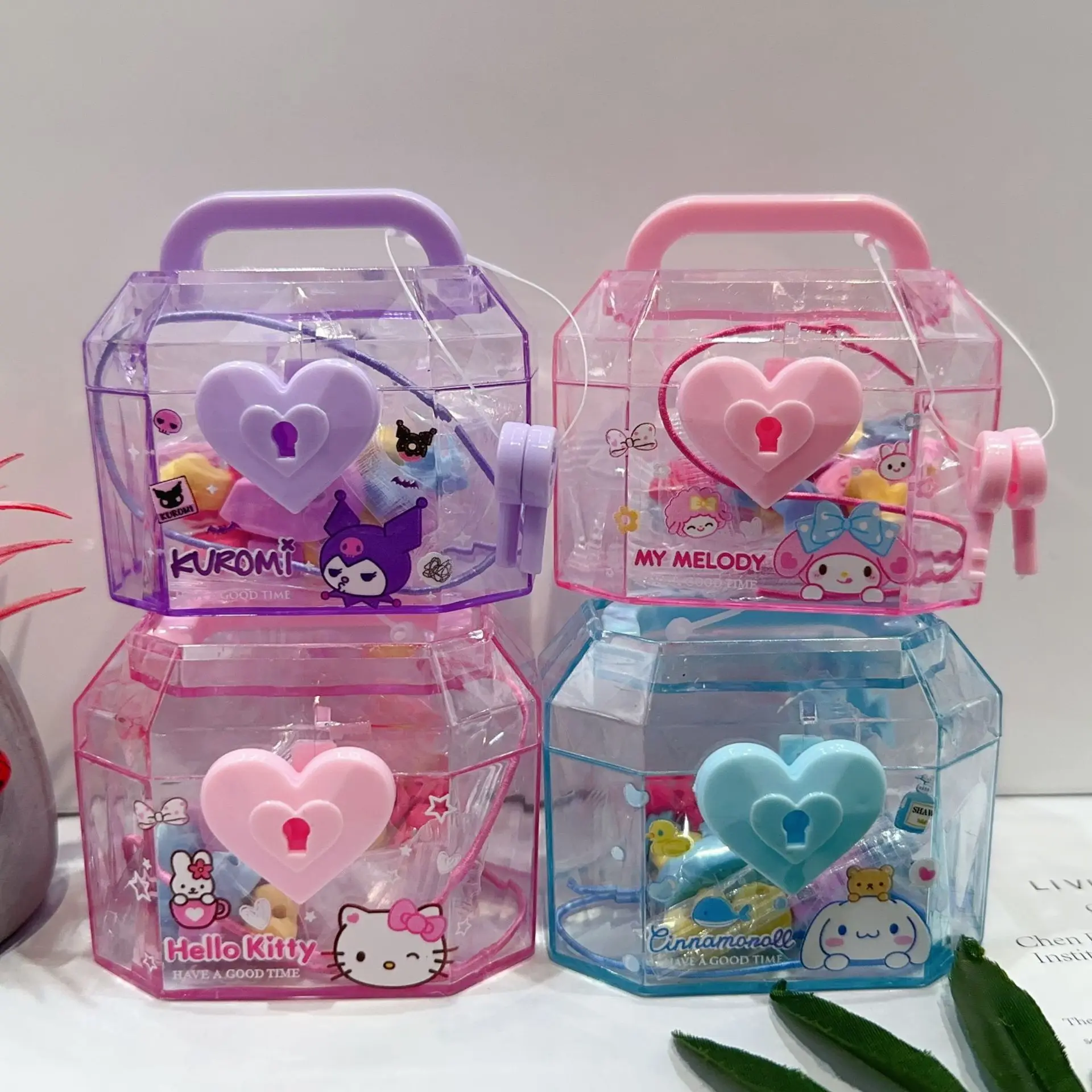 Creative Cartoon Sanrio With Lock Box Treasure Chest Eraser Interest Diy Mini Eraser Stationery Store Student Supplies Wholesale