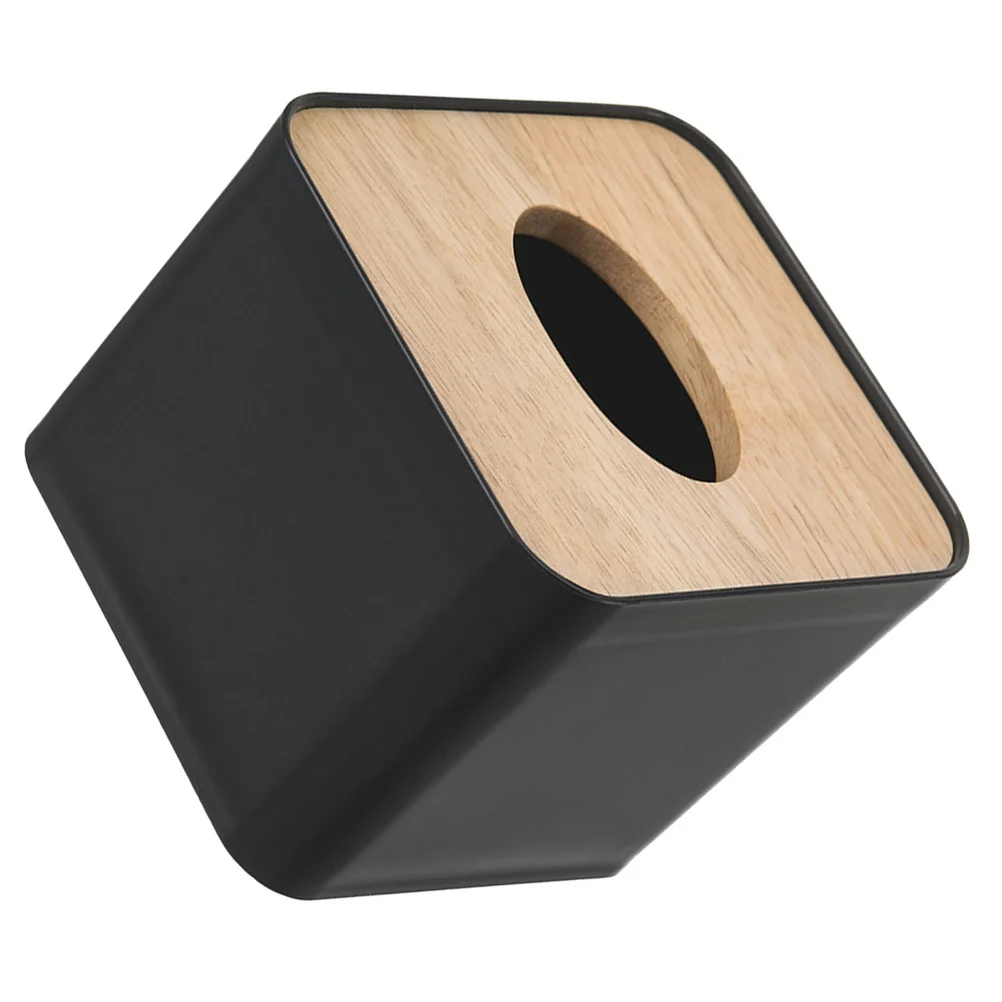 

Wood Plastic Tissue Box Cover Square Tissue Holder for Living Room Office Bedroom Napkin Storage Organizer Desktop
