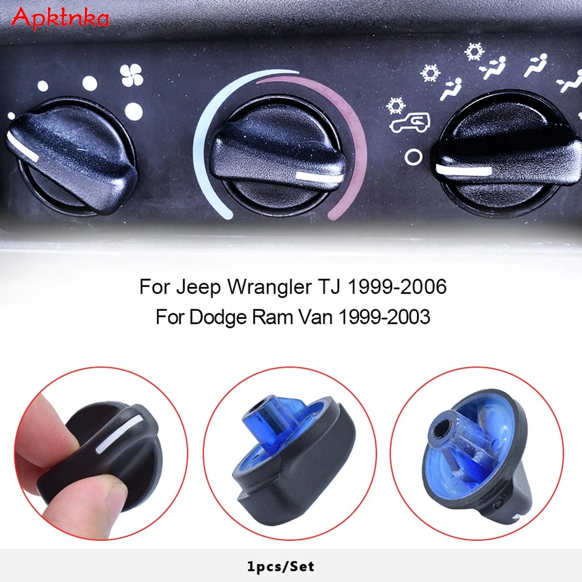 For Jeep Wrangler TJ 1999-2006 Dodge Ram 1999-2003 AC Heater Air Conditioner Climate Control Switch Knobs Buttons 5011218AC