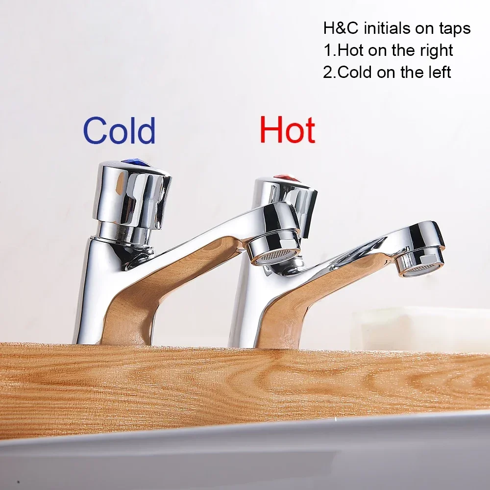 

1 Pair Basin Faucet Hot and Cold Water Rust-proof Sink Tap Water Saving Washbasin Tap Modern Faucet for Bathroom Kitchen Toilet