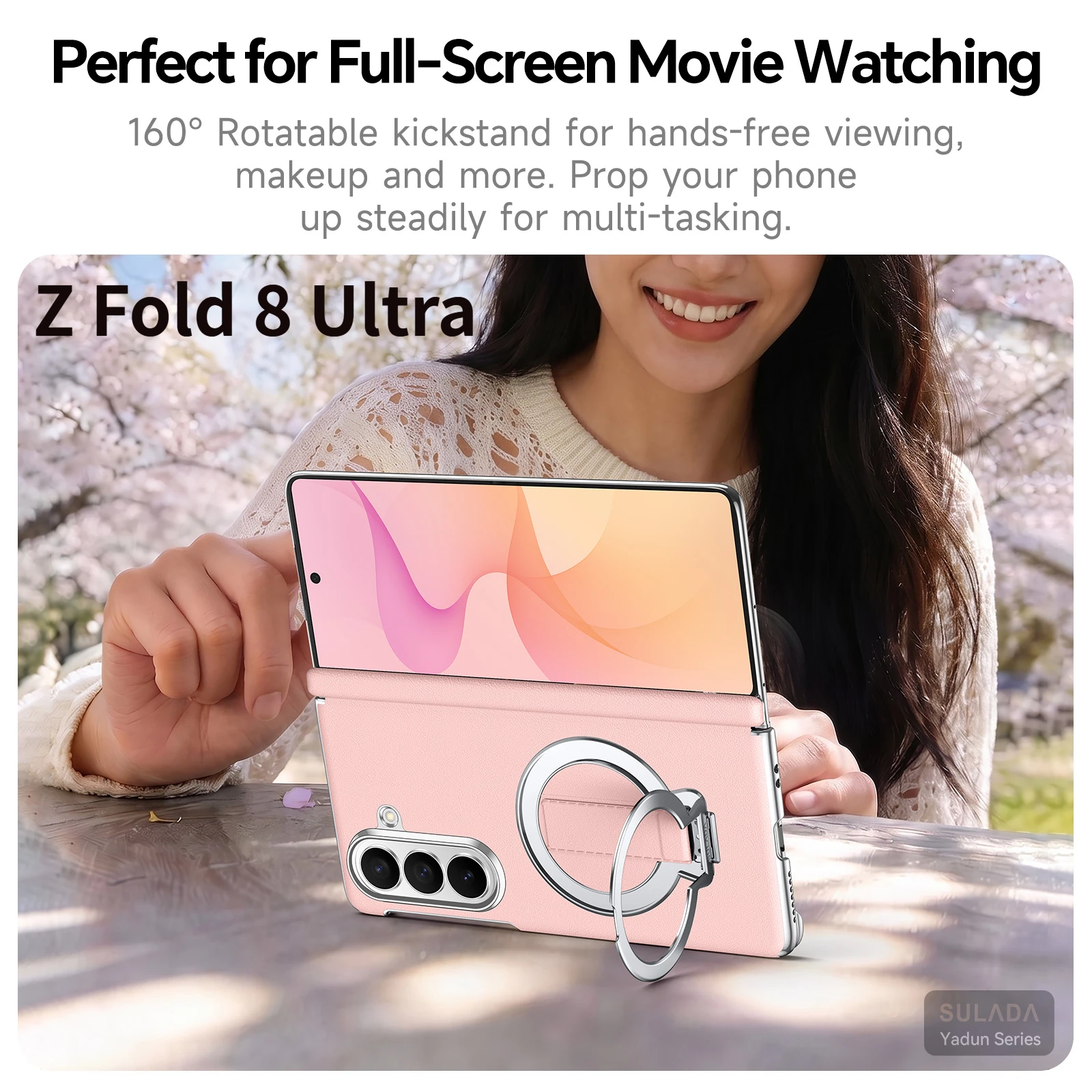 For Samsung Z Fold 8 Ultra All-Coverage Case with Wrist Luxury Wristband Magnetic Stand, Drop-Resistant