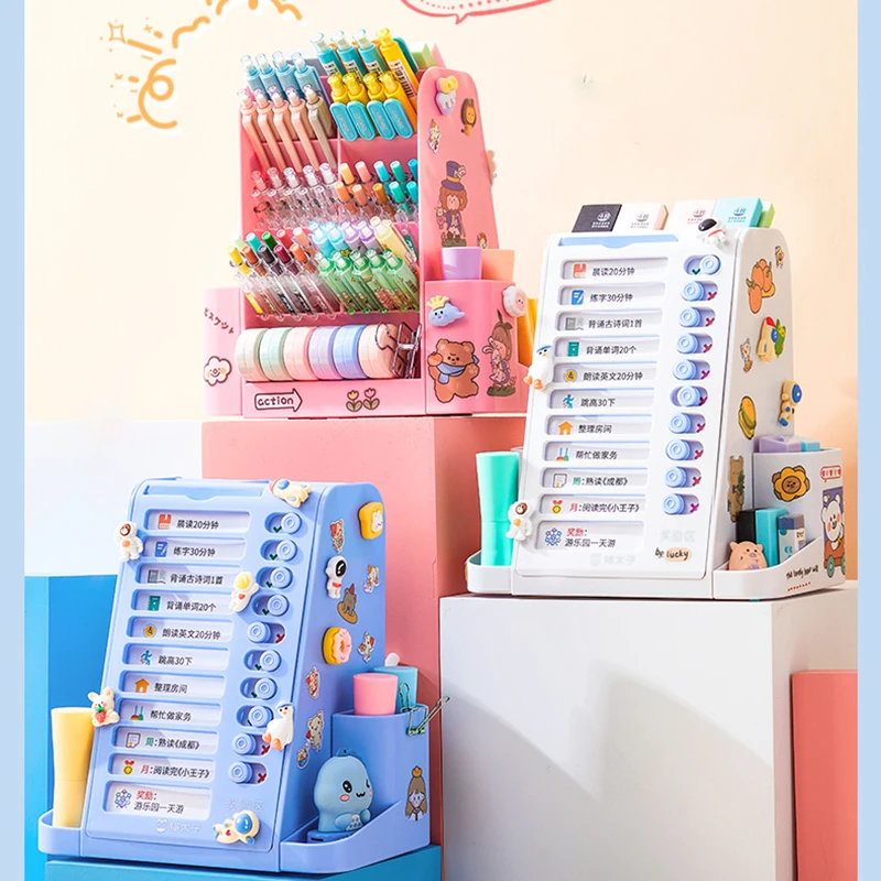Creative Large Capacity Pen Holder Multifunctional Stationery Organizer Desk Organizer Memo With Checklist Board Student Storage