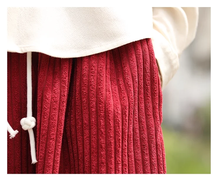 Autumn Winter Corduroy Pants Men Loose Casual Trousers Streetwear Harem Pants Solid Elastic Waist Couple Hip Hop Pants