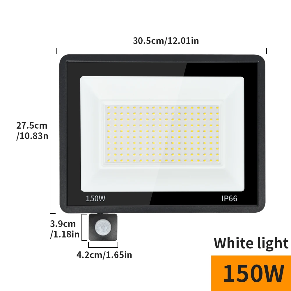 LED-schijnwerper AC220V PIR Bewegingssensor Licht IP65 Waterdicht 200W 50W LED Koud Wit Buiten Wandlamp spotlight Straat