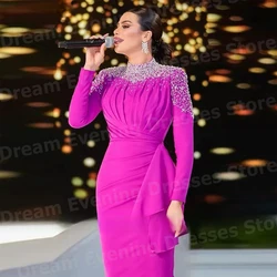 Beautiful Mermaid Women's Evening Dresses Customized High Neck Beaded Prom Gowns Long Sleeve Formal Party Vestidos Para Mujer