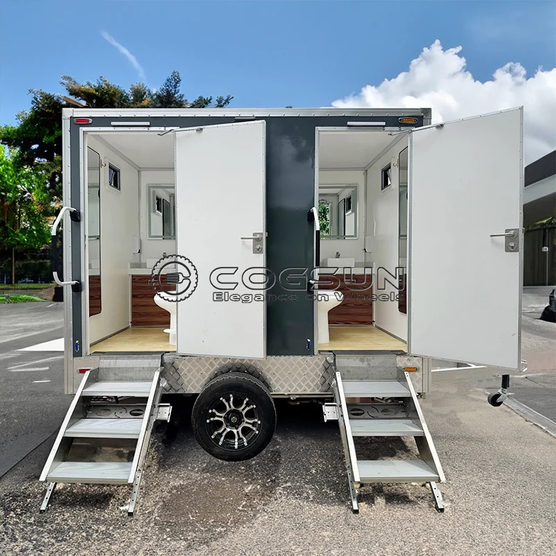 

Luxury Mobile Restroom Trailer with Flushing Toilets and Sinks Portable Bathroom Unit for Outdoor Festivals and Concerts