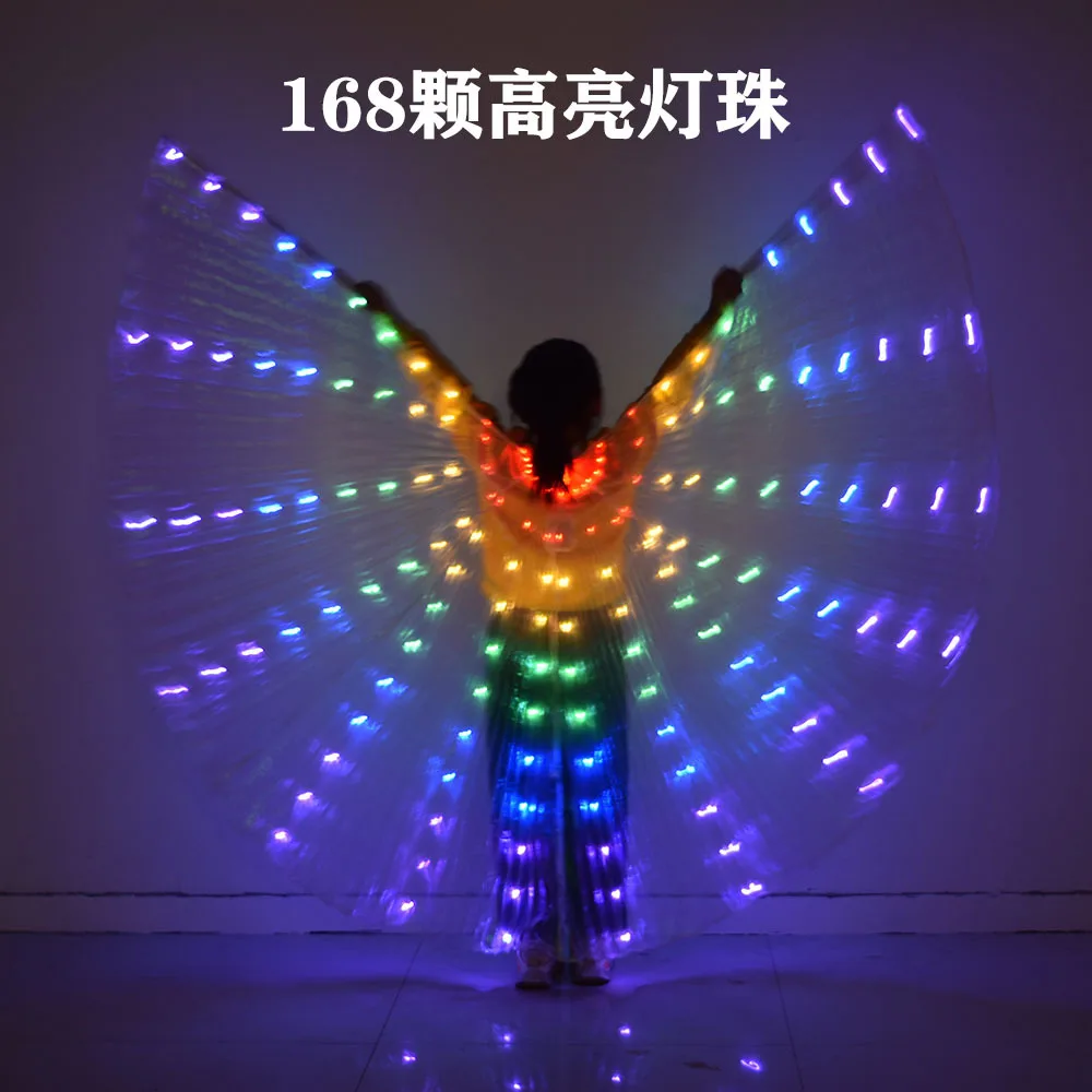 ชุดปีกผีเสื้อเรืองแสง LED สำหรับการแสดงเต้นรำ งานอีเว้นท์ขนาดใหญ่ อุปกรณ์ประกอบฉากสร้างบรรยากาศเต้นรำ ชุดคลุมเรืองแสง LED