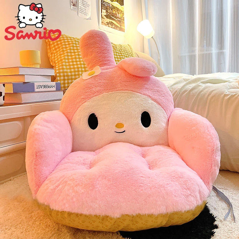 

Sanrio Cartoon Cinnamoroll Winter Plush Half Kuromi My Melody Black Cushion Backrest Dormitory Office Non-slip Chair Cushion Toy