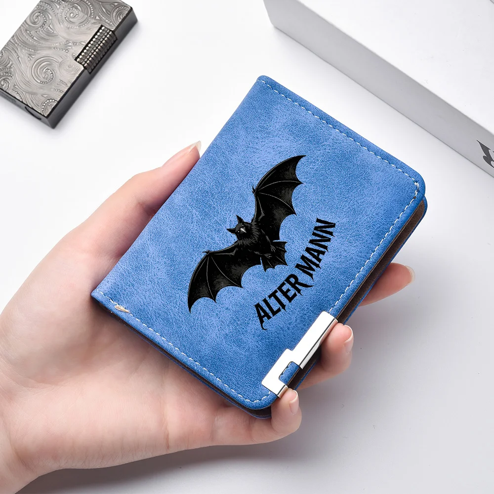 Hochwertige, modische Herrenbrieftasche mit schwarzem Fledermausmuster, schlichtes und lässiges Design. Herren-Geldbörse.