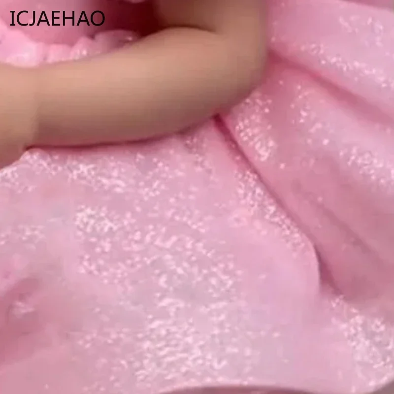 2025 Primo compleanno Festa Neonata Maniche a palloncino Abiti soffici Boutique con fiocco grande Abbigliamento elegante per outfit infantile