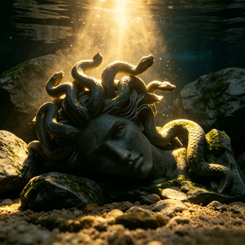 Medusa Gorgon Deko Aquarium Höhle Garnelenhaus Zuchthaus Beobachtungsunterstand Fischbecken Landschaftsdekoration Aquarien-Zierdekoration – Detail 3