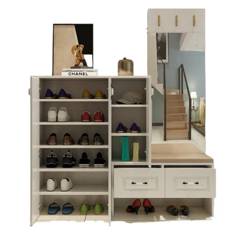 

Simple modern cabinet, foyer full-length mirror, locker, shoe changing with door,