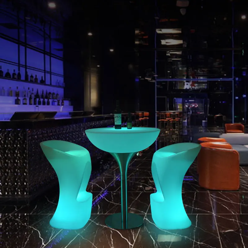 Led luminous high chair creative bar club outdoor hotel LED colorful cocktail table bar chair combination