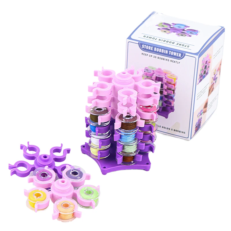 Bobine da cucito Torre Clip di stoccaggio Supporto per bobina da 30 fili Supporto in plastica Morsetti Organizzatore Macchina da cucire Strumento per ricamo fai da te