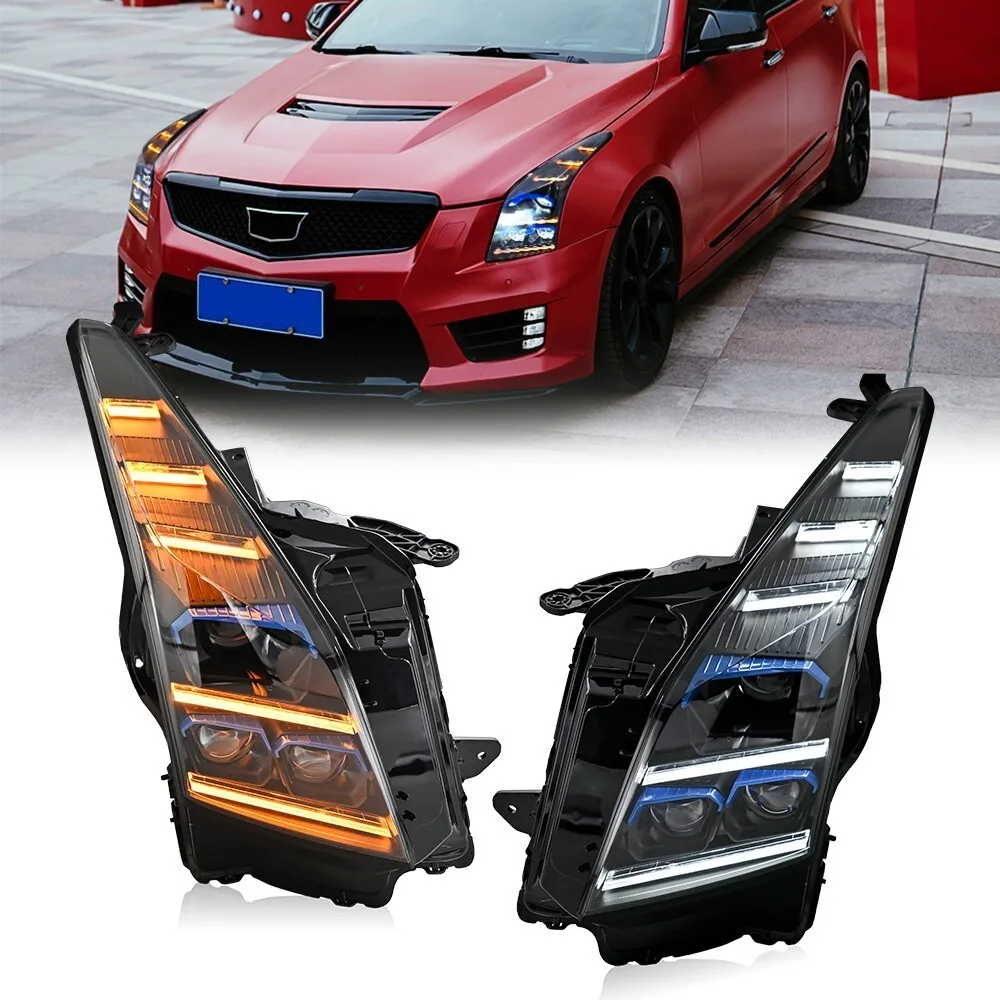 

Pair LED Headlights For Cadillac ATS L 2013-2019 Head Lamps Sequential Assembly