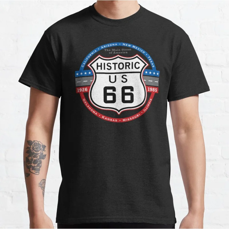 

0912 The main street of america Historic Route 66 US Mother Road travel Gift t shirt Americas Highway Graphic clothes