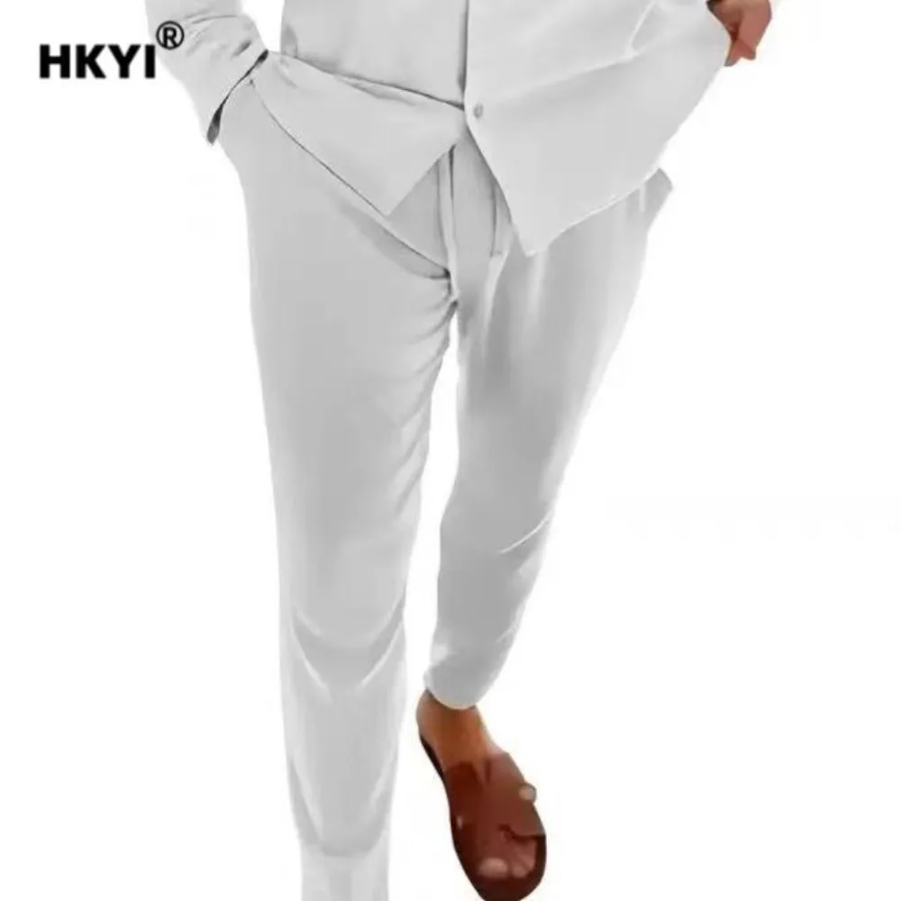 

HKYI men's solid color sports casual pants are fashionable, simple, versatile, slim fit and trendy men's pants