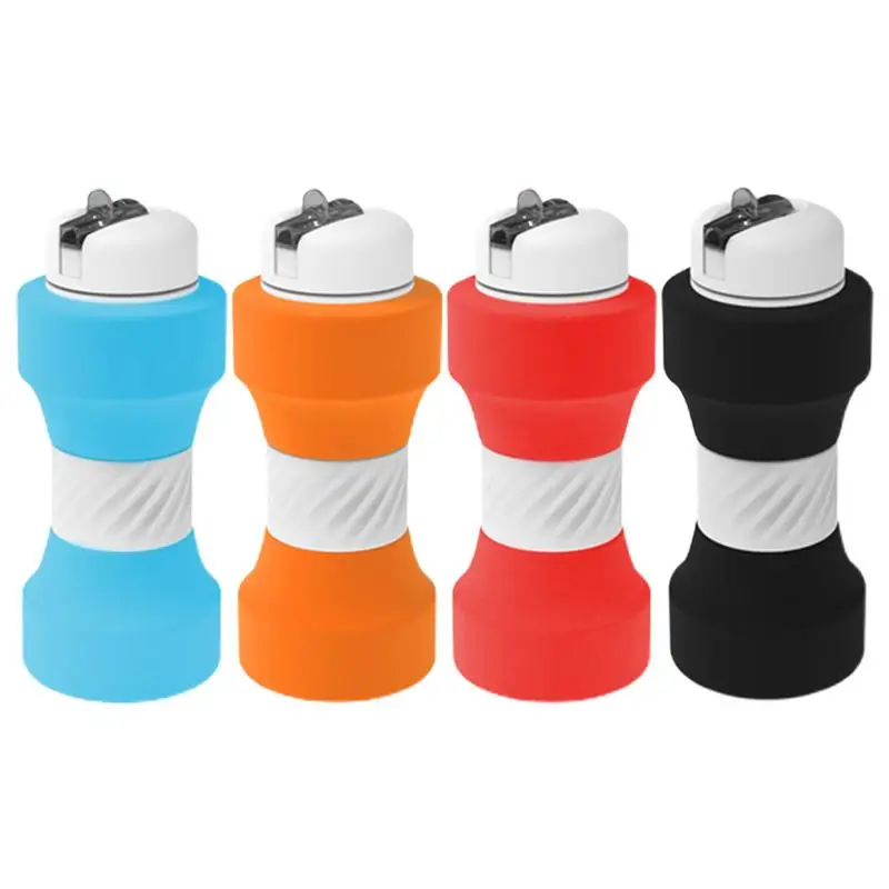 Dumbbell-shaped Water Cups Fitness Silicone Water Bottle Foldable Eco-friendly Sports Exercise Kettle Large Capacity For Cycling