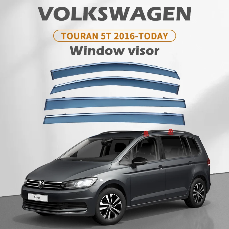 

For Volkswagen V.W Touran 1T/5T 2003-2023 Plastic Window Visor Vent Shades Sun Rain Deflector Guard 4PCS/SE For V.W Touran