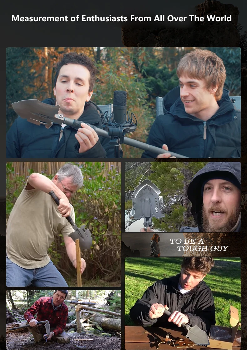 Multifunktionale 28-in-1 tragbare Überlebensset, Campingschaufel mit Messeraxt, taktische Outdoor-Ausrüstungsschaufel