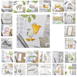 Elephant Lion 2025 New Zoo Giraffe Heart Animal Bridge Metal Cutting Dies Stamps Scrapbooking Stencil Photo Album Card DIY Paper
