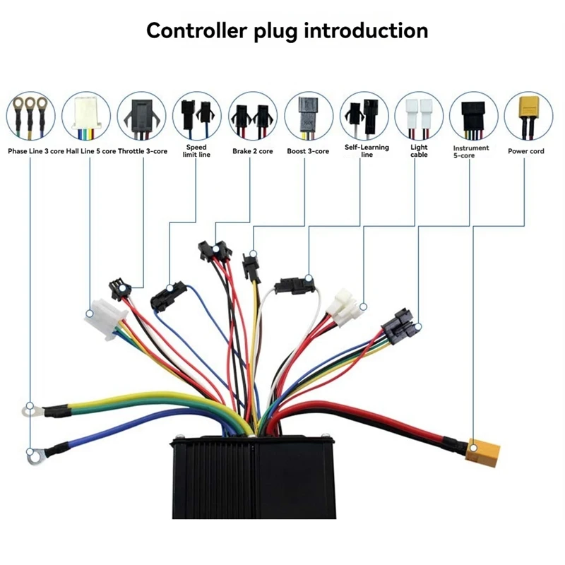 Hot AD-Three Mode Ebike Sine Wave Controller 40A 36V/48V/52V With S866 LCD Color Display SM Connector 2000W Motor