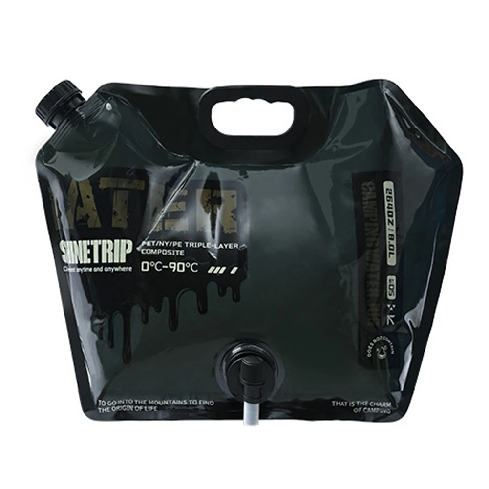 حقيبة مياه للتخييم سعة 8 لتر، حاوية مياه محمولة متعددة الأغراض، لا توجد تسرب، حقيبة قابلة للطي مع صنبور لوازم التخييم