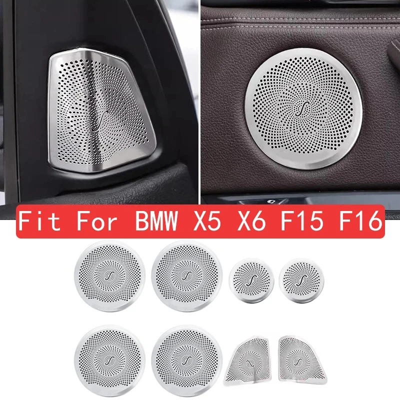 

For BMW X5 X6 F16 F15 14-19 Steel Car Door Speakers Stereo Decorate Cover Speaker Trim Cover