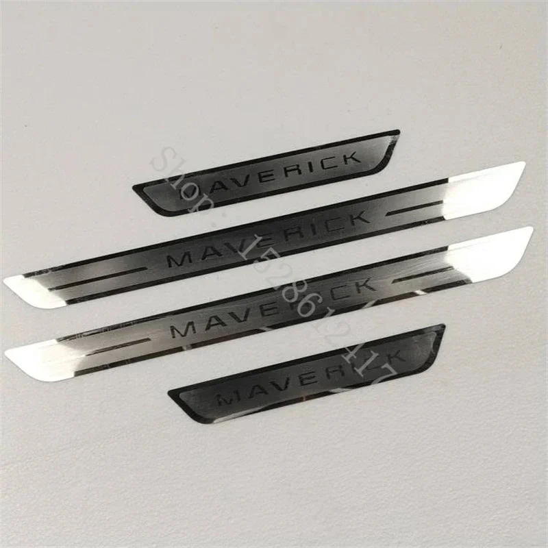 Door Sill Protector Car Accessories For Ford Maverick 2022- 2024 Auto Threshold Scuff Plate Stickers Steel Pedal Trim Styling