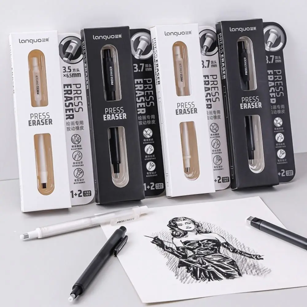 

Durable Refillable Press Eraser Set No Debris Press Mechanism Sketch Drawing Eraser Correction Rubber Art Painting
