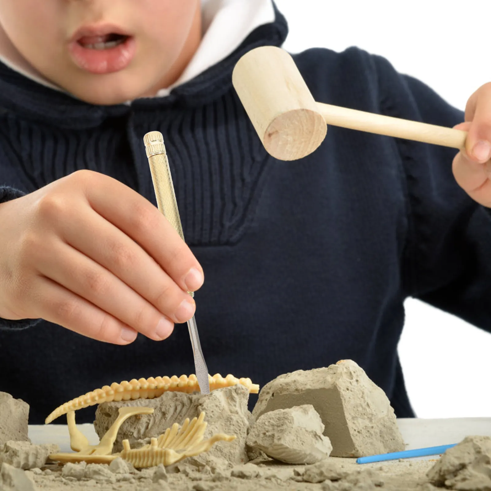 1Set Kid Excavation Tool Set Sturdy ABS Metal Wood Dig Hammer Brush Chisel Realistic Educational Science Exploration Kit view 2