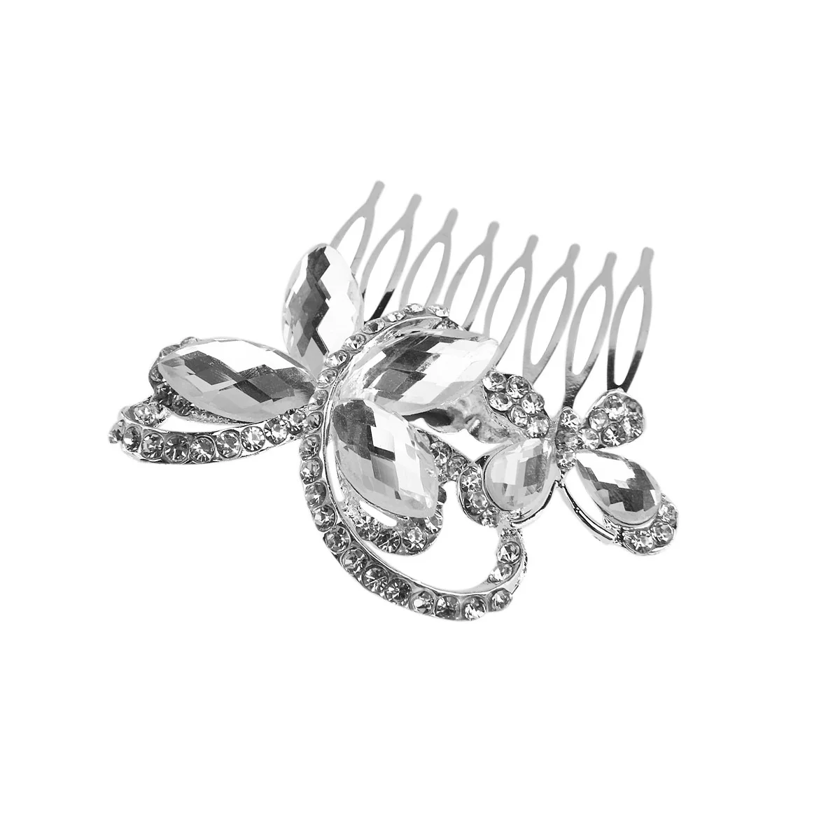 

Rhinestone Decorated Hair Comb Silver 7x7cm Delicate Fashion Women Hairpin for Wedding Bridal Party Headwear Accessories