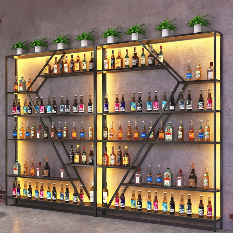 Display Shelf Luxury Bar Cabinet Wine Glass Wall Storage Cellar Salon Wine Rack Corner Bottle Floating Holder Vinoteca Furniture