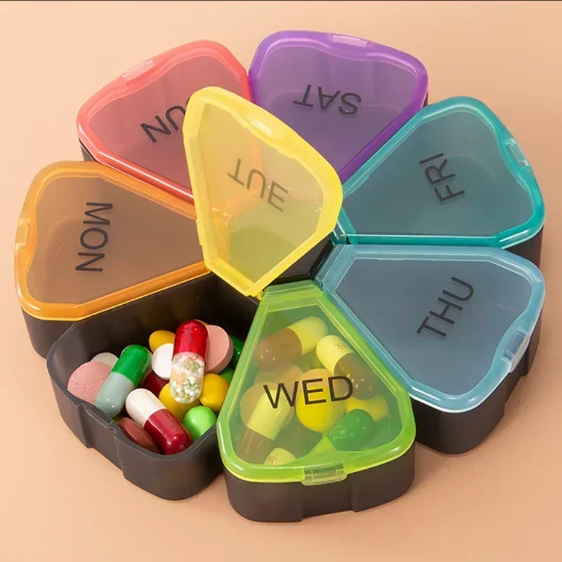 7 Days Medicine Pill Box Mini Round Portable Travel Storage Vitamin Box Sort Tablet Holder Organizer Container Cases