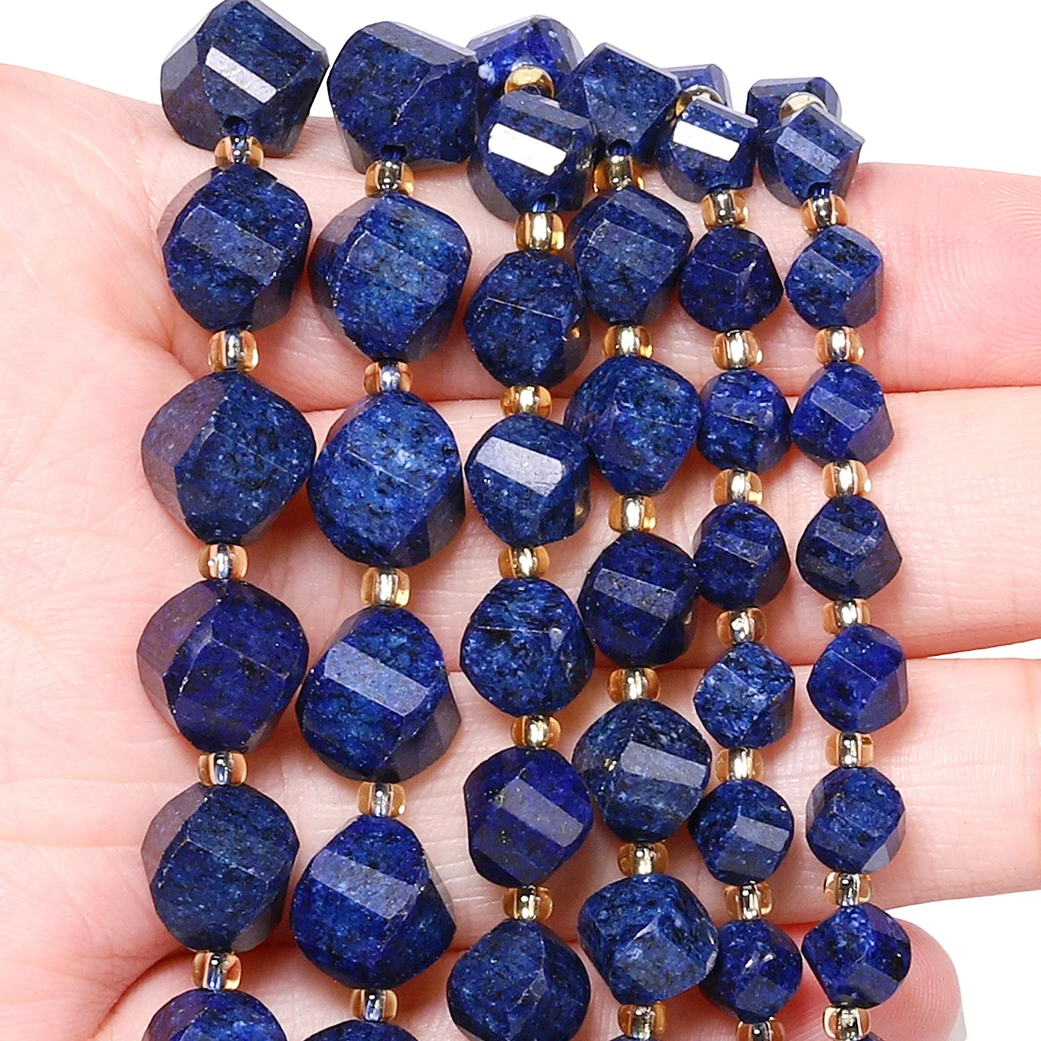Großhandel 6-10mm Lapislazuli Stein Perlen Facettierte Twist Form Lose Spacer Perlen für Schmuck Machen Diy handwerk Zubehör