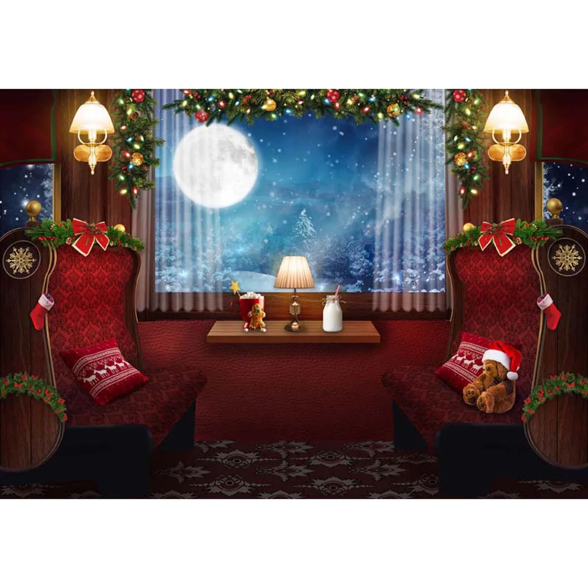 Allenjoy Christmas Retro Train Photo Backdrop