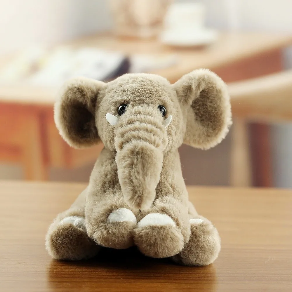 Polyester Elephant Keyring Soft Fluffy Stuffed Keychain Cute Cartoon Cloth Material Animal Bag Pendant Backpack Decoration