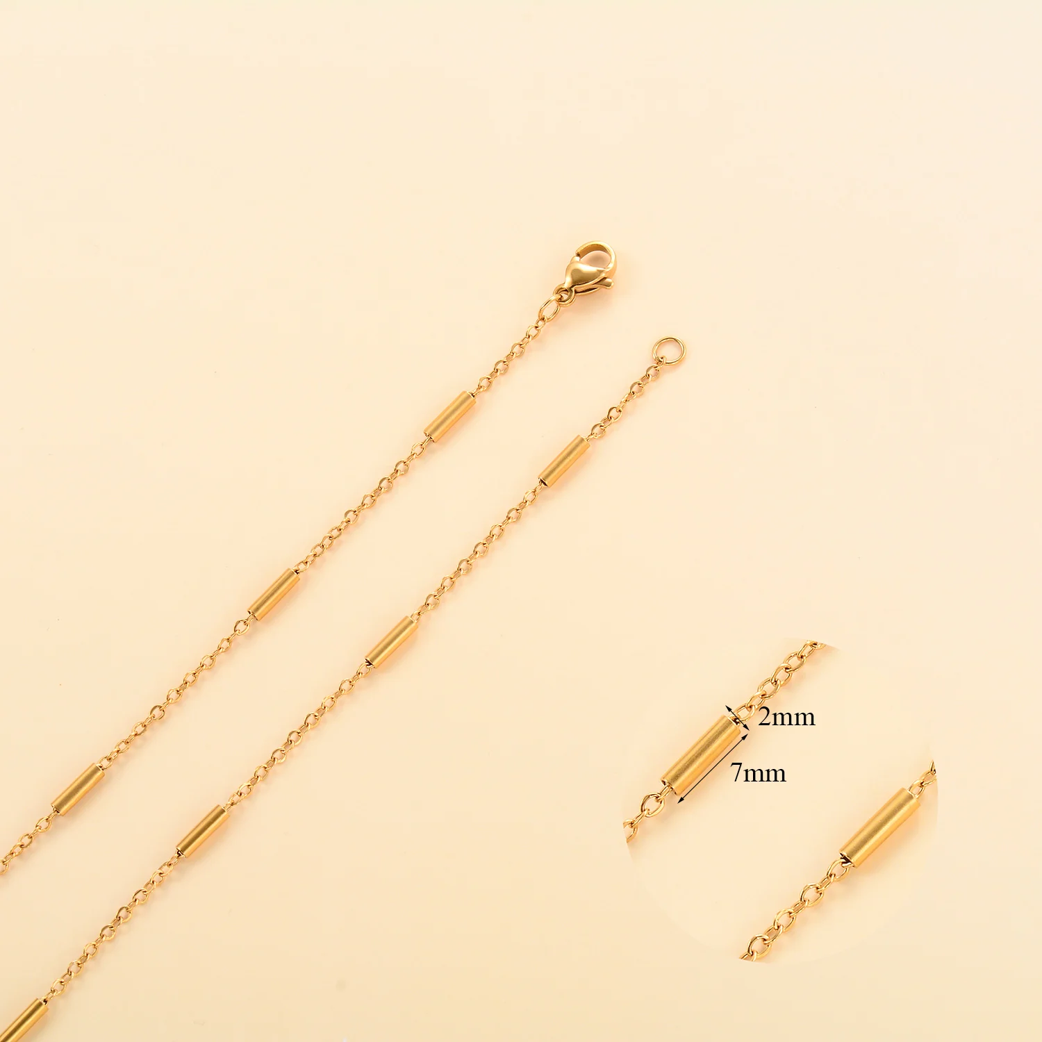 18K vergoldete Damen-Halskette aus Edelstahl, dünne Kette, verstellbar, wasserdicht, lange, mehrlagige Gliederkette, DIY-Schmuckherstellung für Männer – Detail 6