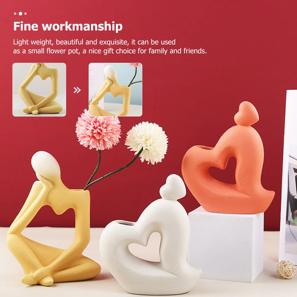 

Thinker Ceramic Vase Artistic Decoration Home Office Flower Pot Hydroponics Container Desktop Thinker Style Ornament