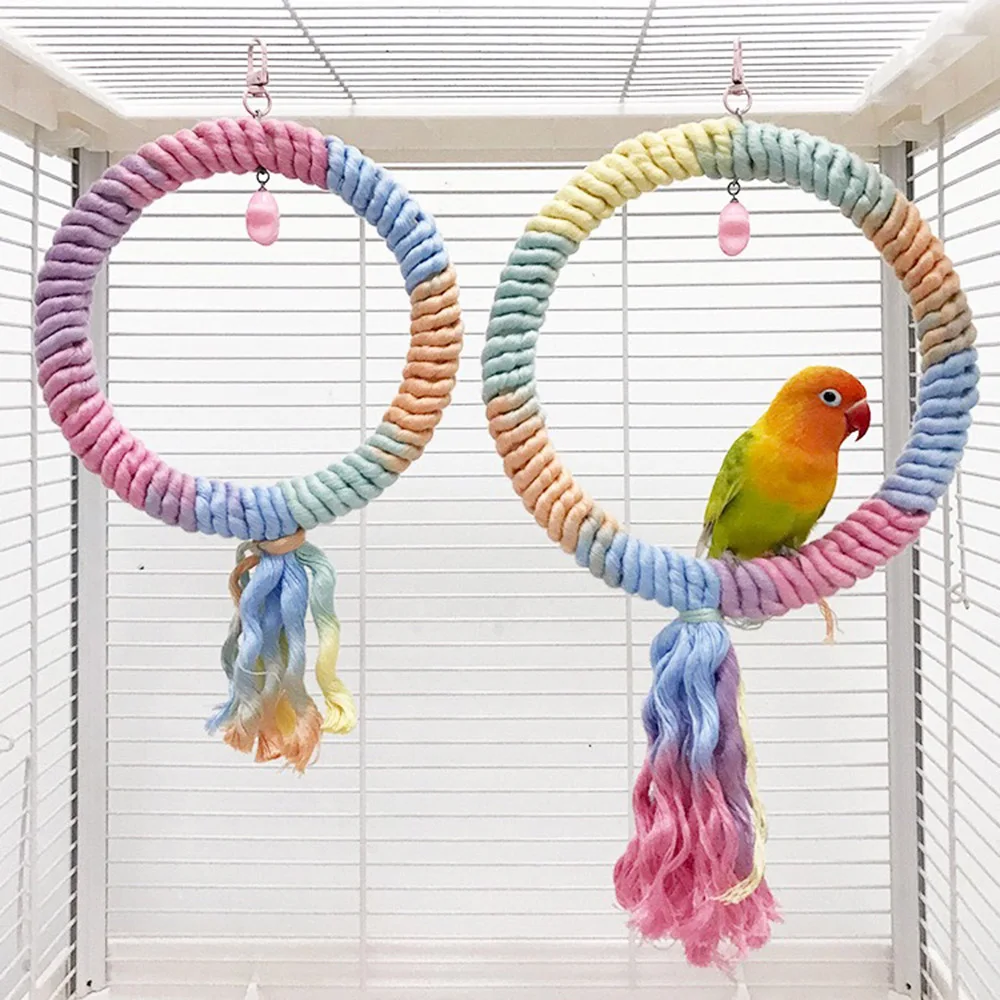 Parrot Pole Colored Cotton rope Rotating Climbing Rope  Swing Fixed Both ends Free Bending Climbing Ladder Birdcage Accessories