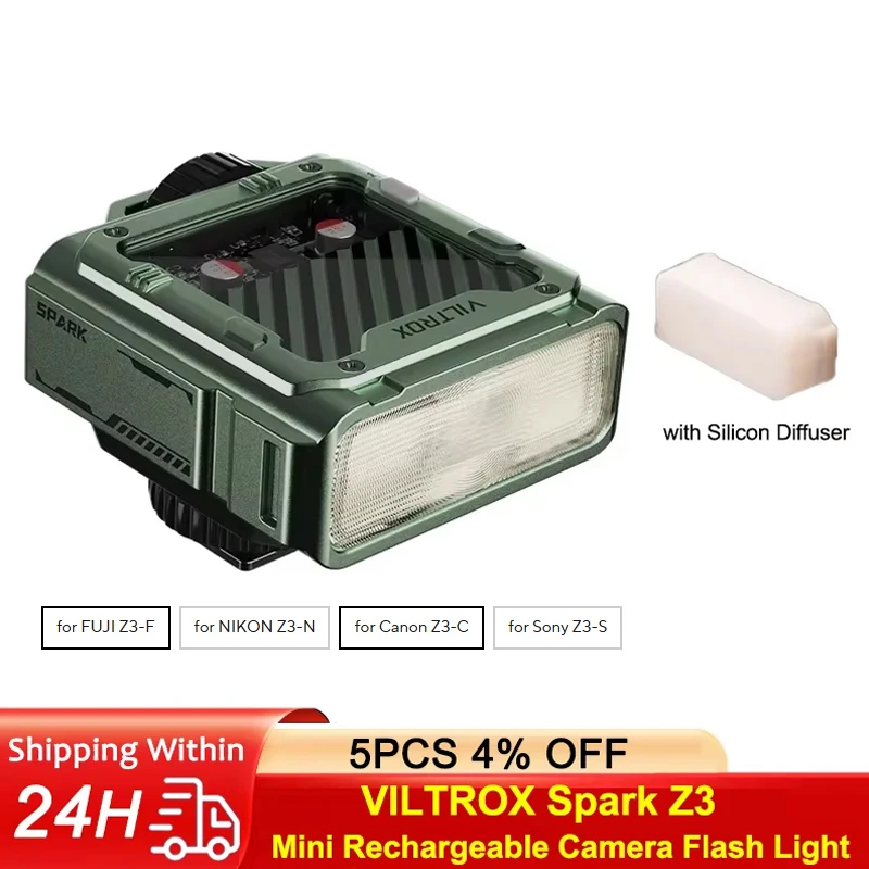 VILTROX Spark Z3 Mini Rechargeable Camera Flash Light Speedlite with Diffuser for Fuji Z3-F/NIKON Z3-N/Canon Z3-C/Sony Z3-S