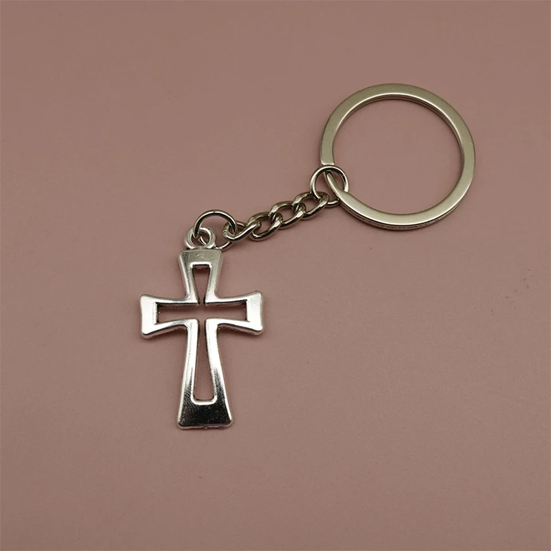 Fashion Hollow Cross Pendant Keychain For Women Men Creative Car Key Ring Simple Retro Backpack Decoration Accessories Gifts