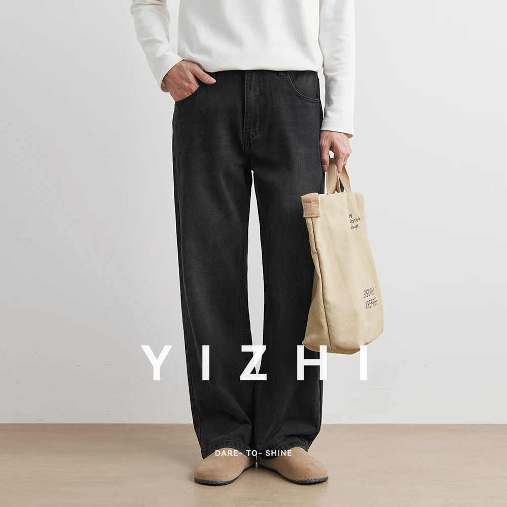 Male Classic America Hip Hop Rap Jeans Wide Leg Youth Popular Jeans Men Straight Leg Retro Loose Trousers Oversized Denim Pants