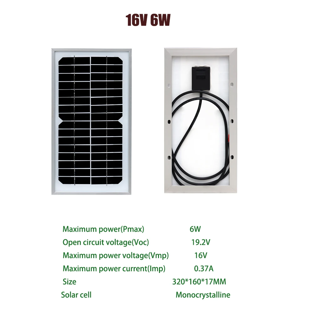 6W Solar Panel Przenośne ładowarka panelowa słoneczne 16V 6W panele słoneczne sztywne monokrystaliczne ogniwo 12V ładowarka z kontrolerem 10A Power